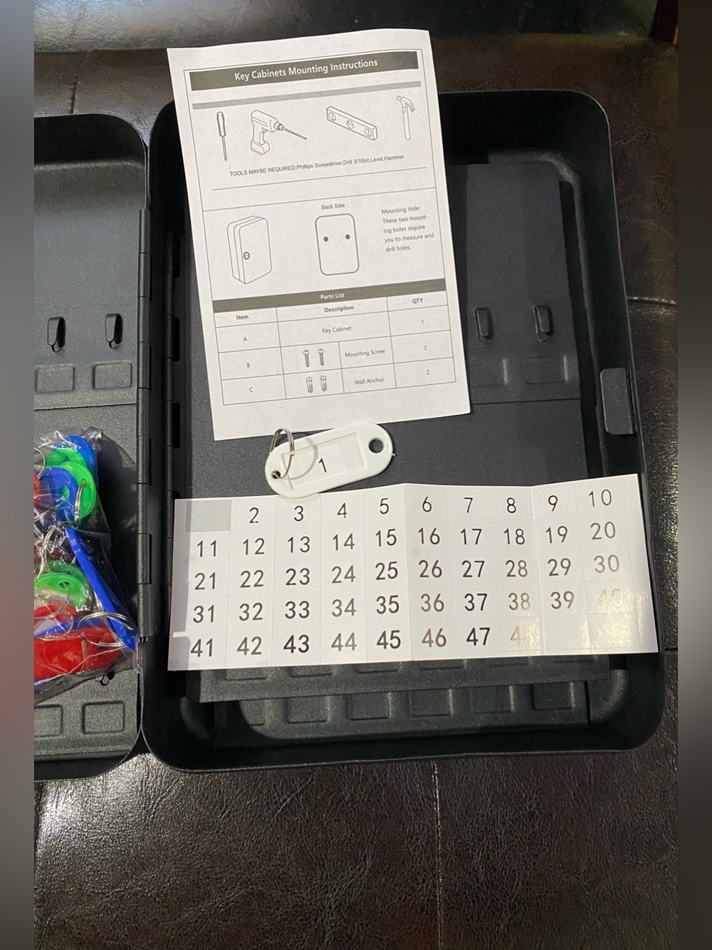 Key Safe Lock Box with Hooks and Number Labels - Black - Picture 6 of 12